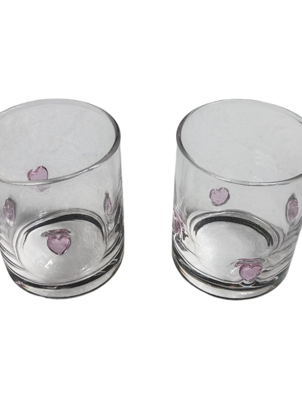 Thyme & Table Charm 2 Piece Glass Set 11.5 Oz Pink Heart Pattern Valentine